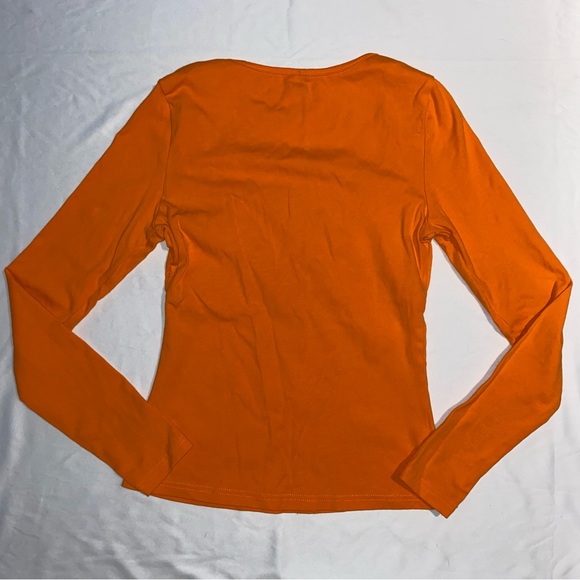 Orange Square Neck Long Sleeve Tee - Picture 2 of 2